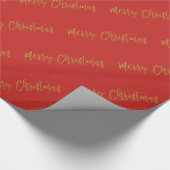 Frohe Weihnachts-Goldfoil und Rote Typografie Geschenkpapier (Ecke)