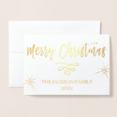 Frohe Weihnachts-Goldfoil und weiße Typografie Folienkarte (Vorderseite mit Umschlag)