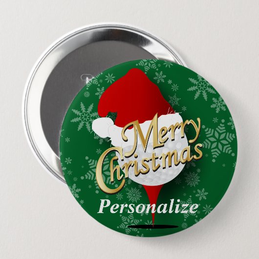 Frohe Weihnachts-Golf-Ball Button (Vorne & Hinten)