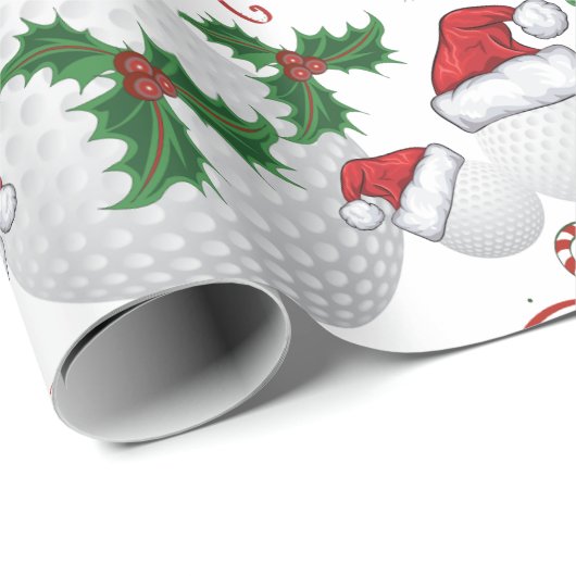 Frohe Weihnachts Golf Ball Santa Geschenkpapier (Rolleneckpunkt)