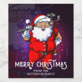 Frohe Weihnachts Golf Sport Santa Personalisiert Weinetikett (Einzelnes Label)