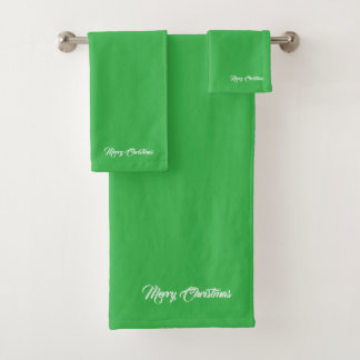 Frohe Weihnachts Grass Green Badhandtuch Set