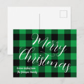 Frohe Weihnachts Green Buffalo Kariert Postkarte (Vorne/Hinten)