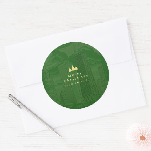 Frohe Weihnachts Green Custom Runder Aufkleber (Umschlag)