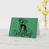 Frohe Weihnachts-Greyhound-Rentier Karte (Gelbe Blume)