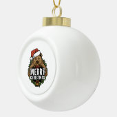 Frohe Weihnachts Grizzly Bär Keramik Kugel-Ornament (Rechts)