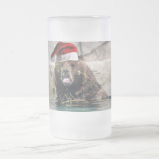 Frohe Weihnachts Grizzly Bär Mattglas Bierglas