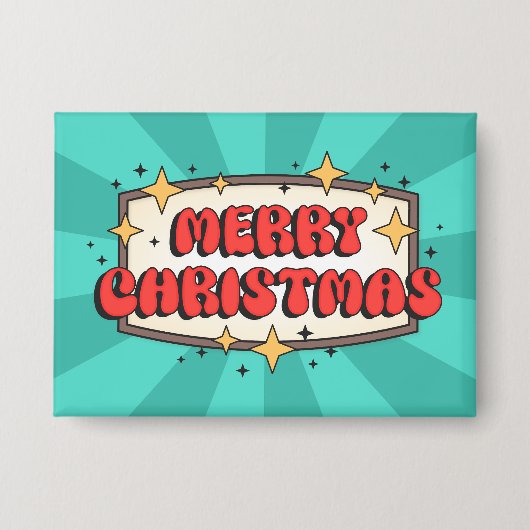 Frohe Weihnachts Groovy Retro-Text Button (Vorderseite)