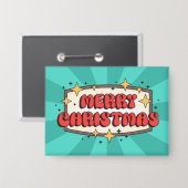 Frohe Weihnachts Groovy Retro-Text Button (Vorderseite/Rückseite)