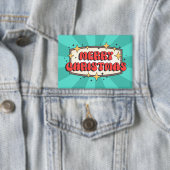 Frohe Weihnachts Groovy Retro-Text Button (Insitu)