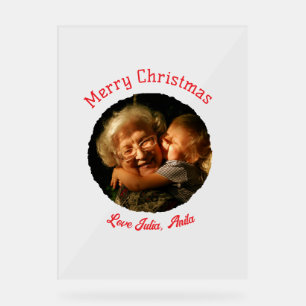 Frohe Weihnachts-Großmutter-Foto-Kreis Acrylschild