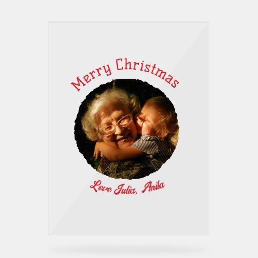 Frohe Weihnachts-Großmutter-Foto-Kreis Acrylschild (Vorderseite)