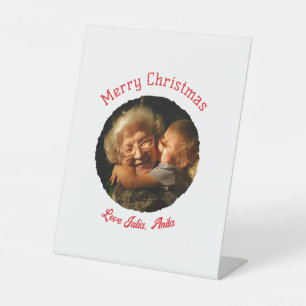 Frohe Weihnachts-Großmutter-Foto-Kreis Sockelschild