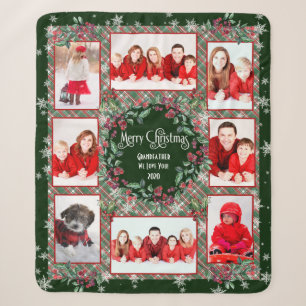 Frohe Weihnachts-Großvater-Familienfoto-Collage Sherpadecke