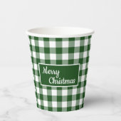 Frohe Weihnachts Grün Buffalo Karo Party Pappbecher (Vorderseite)