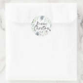 Frohe Weihnachts-Grün-Foliage-Sticker Runder Aufkleber (Tasche)