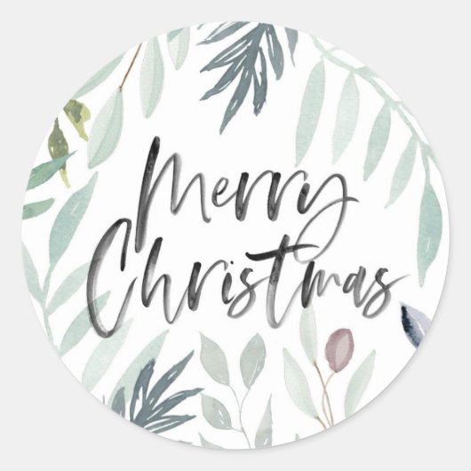 Frohe Weihnachts-Grün-Foliage-Sticker Runder Aufkleber (Vorderseite)