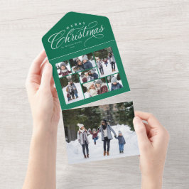 Frohe Weihnachts-Grün-Foto Collage einzigartig dre All In One Einladung