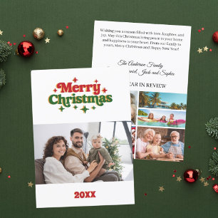 Frohe Weihnachts Grün Foto Jahr in Überprüfung Feiertagskarte