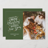 Frohe Weihnachts-Grün-Foto-Weihnachtskarte Feiertagskarte (Vorne/Hinten)