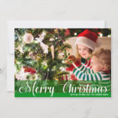 Frohe Weihnachts Grün Foto Weihnachtskarten (Vorderseite)