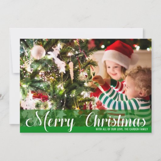 Frohe Weihnachts Grün Foto Weihnachtskarten (Vorderseite)