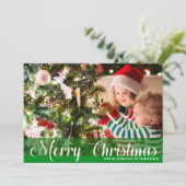 Frohe Weihnachts Grün Foto Weihnachtskarten (Stehend Vorderseite)