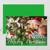 Frohe Weihnachts Grün Foto Weihnachtskarten (Vorne/Hinten)