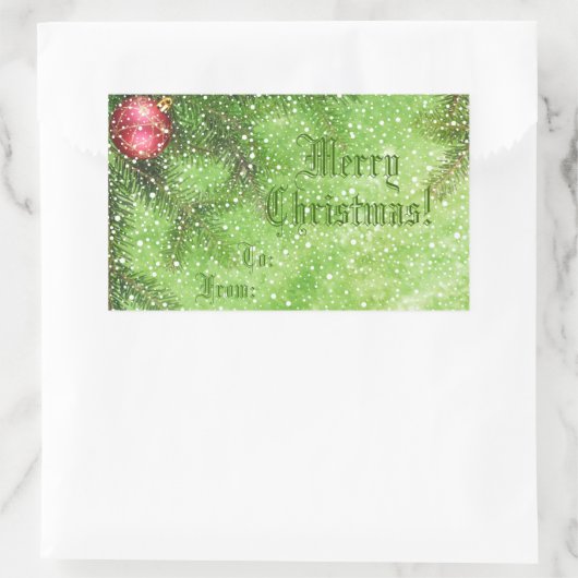 Frohe Weihnachts-Grün-Geschenksticker Rechteckiger Aufkleber (Tasche)