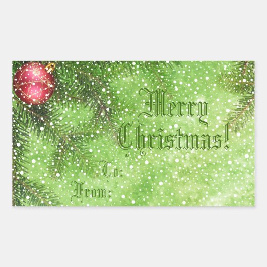 Frohe Weihnachts-Grün-Geschenksticker Rechteckiger Aufkleber (Vorderseite)