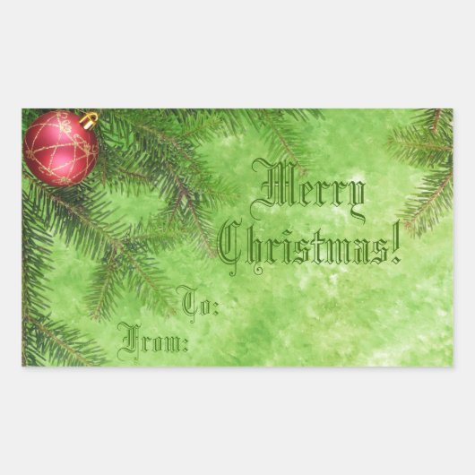 Frohe Weihnachts-Grün-Geschenksticker Rechteckiger Aufkleber (Vorderseite)