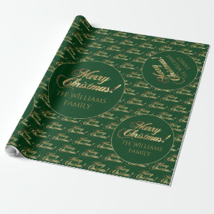 Frohe Weihnachts-Grün-Imitate Gold Foil-Script Geschenkpapier