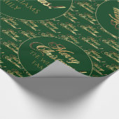 Frohe Weihnachts-Grün-Imitate Gold Foil-Script Geschenkpapier (Ecke)
