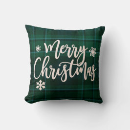 Frohe Weihnachts Grün Kariert Kissen