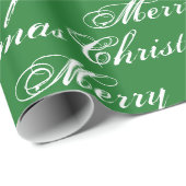 Frohe Weihnachts-Grün-Schriftzeichen-Muster Geschenkpapier (Rolleneckpunkt)