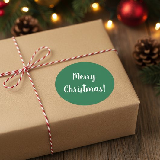Frohe Weihnachts Grün & Weiße Typografie Festival Runder Aufkleber