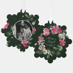 Frohe Weihnachts-Grüne Blume Ornament Karte