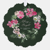 Frohe Weihnachts-Grüne Blume Ornament Karte (Rückseite)