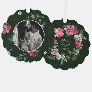 Frohe Weihnachts-Grüne Blume Ornament Karte