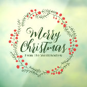 Frohe Weihnachts grüne Drehbuch rustikale Kranzrah Fensteraufkleber (Blatt 3)