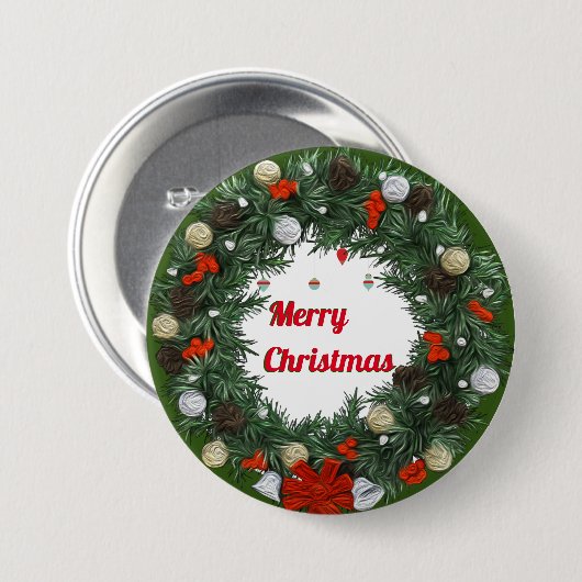 Frohe Weihnachts Grüne Kleider Wasserfarbe Button (Vorne & Hinten)
