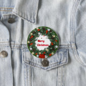 Frohe Weihnachts Grüne Kleider Wasserfarbe Button (Beispiel)