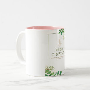 Frohe Weihnachts-Grüne Leaf-Tasse Zweifarbige Tasse