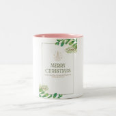 Frohe Weihnachts-Grüne Leaf-Tasse Zweifarbige Tasse (Mittel)