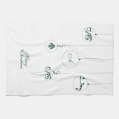 Frohe Weihnachts Grüne Mongram Bauble Ornaments Geschirrtuch (Horizontal)