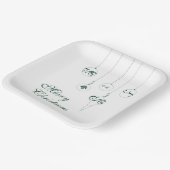 Frohe Weihnachts Grüne Monogram Bauble Square Pappteller (Gewinkelt)