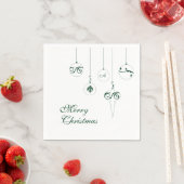 Frohe Weihnachts Grüne Monogram Bauble Square Serviette (Beispiel)