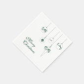 Frohe Weihnachts Grüne Monogram Bauble Square Serviette (Ecke)