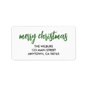Frohe Weihnachts-Grüne Typografie-Rücksendeadresse Adressaufkleber (Vorne)