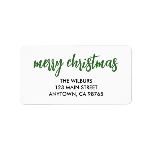 Frohe Weihnachts-Grüne Typografie-Rücksendeadresse Adressaufkleber (Vorne)